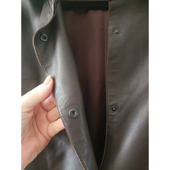 Sharon Roth Leather Jacket Womens Brown Hand Tailored Sz 12 Snap - Picture 2 of 12